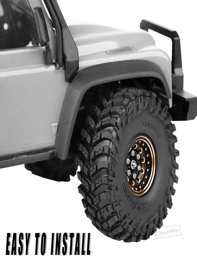 عجلات وإطارات RcarmubWow 1.0 Beadlock لسيارات الزحف التي تعمل بالتحكم عن بعد بمقياس 1/24 و1/18، طراز SCX24 وTRX4M، مصنوعة من النحاس، عجلات Beadlock 1.0، مجموعة إطارات Beadlock 1.0، إطارات طينية ناعمة لاصقة 1.0، 4 قطع - Image 4